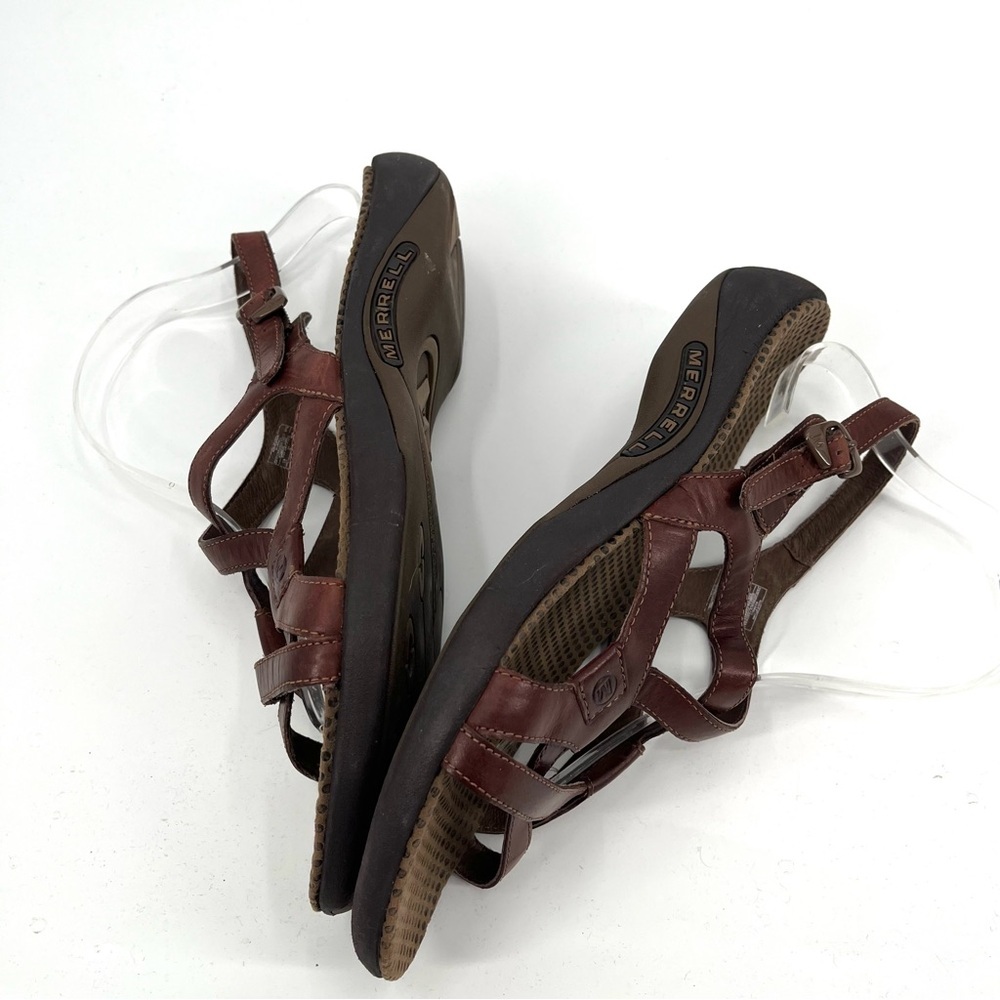 MERRELL Agave Brown Sandals Leather Strappy 11 Women Outdoor Hiking Open Toe - Picture 4 of 10
